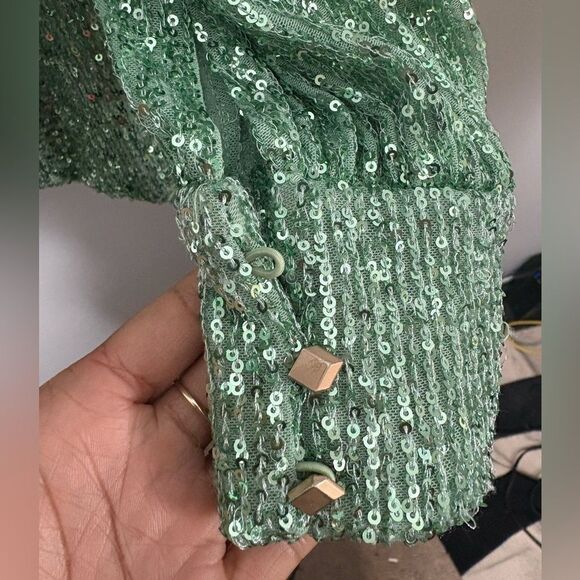 Ieena Mac Duggal Sequin Blouson Sleeve Dress - Picture 4 of 7